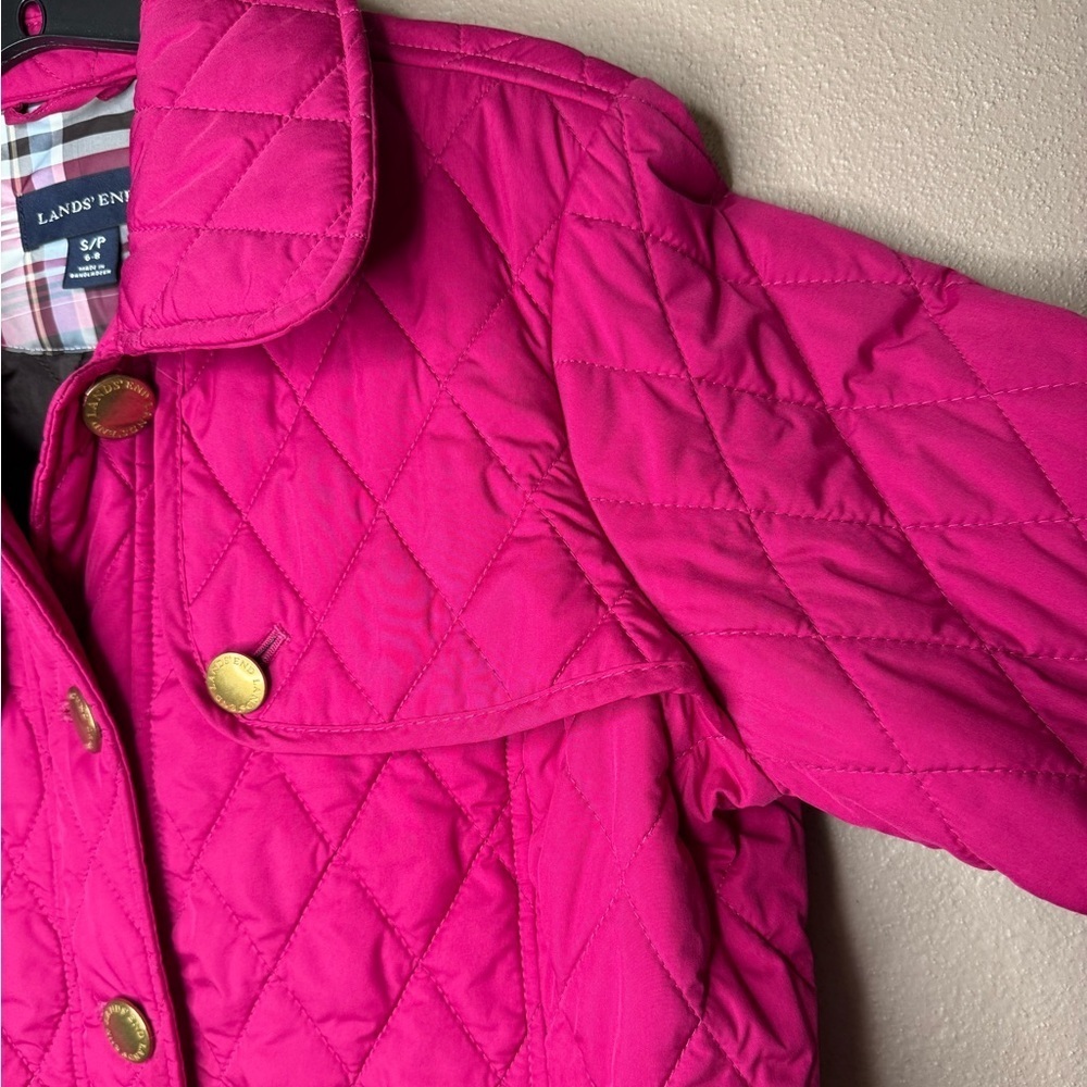 Lands’ End Magenta Pink Quilted Button Up Barn Chore Jacket Women's Size S/P - Picture 8 of 15